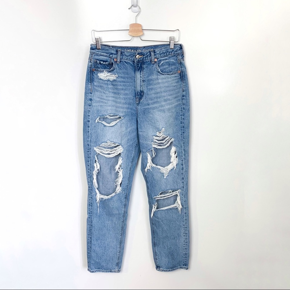 American Eagle Highest Rise Mom Jean Distressed High Waisted Jeans X Long